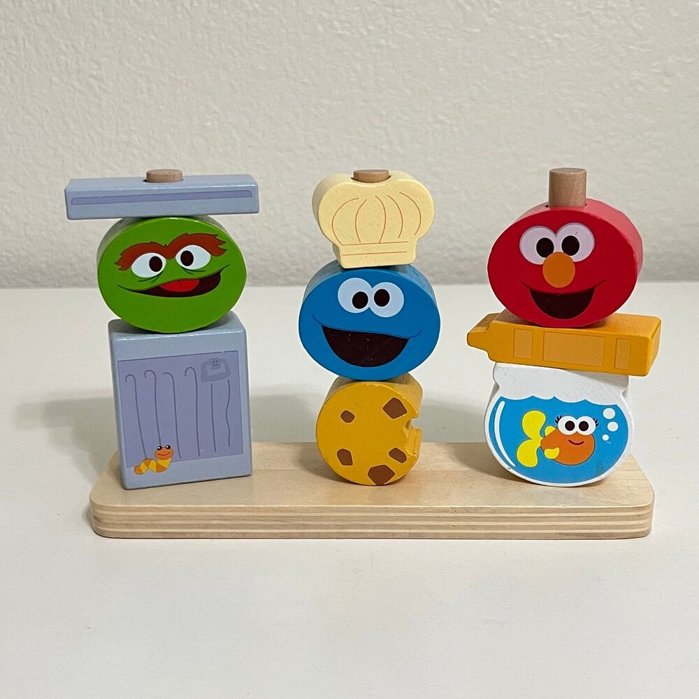 Bright Starts Sesame Street Mix & Match Wooden Stacking Blocks Set Toy